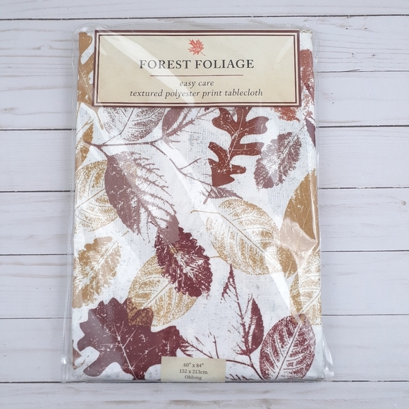 Fabric Tablecloth 60x84 Fall Leaves Easy Care Forest Foliage - Picture 1 of 2